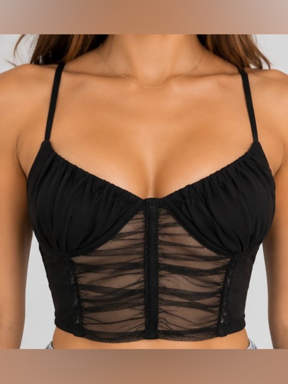 Garage Black Sheer Lace Bustier Corset Crop Top Y2K Size XS